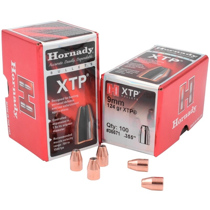 9mm .355 dia Hornady 124gr XTP