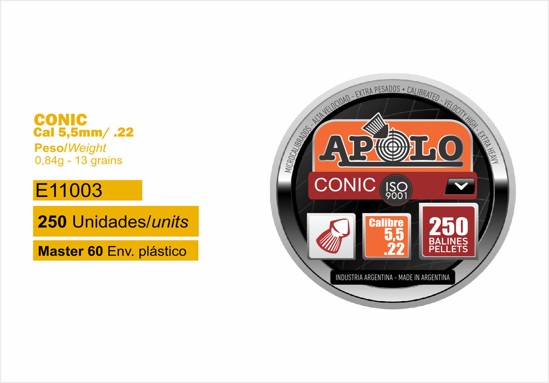 22 Cal Apollo -Conic Air rifle Pellets 12 gram
