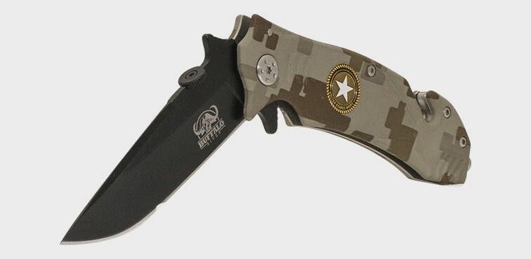 Buffalo River Spitfire  Folding Knife, Camo ,