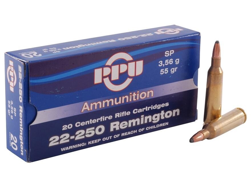 22-250  PPU Prvi Partizian 55gr Soft Point *20 Rounds