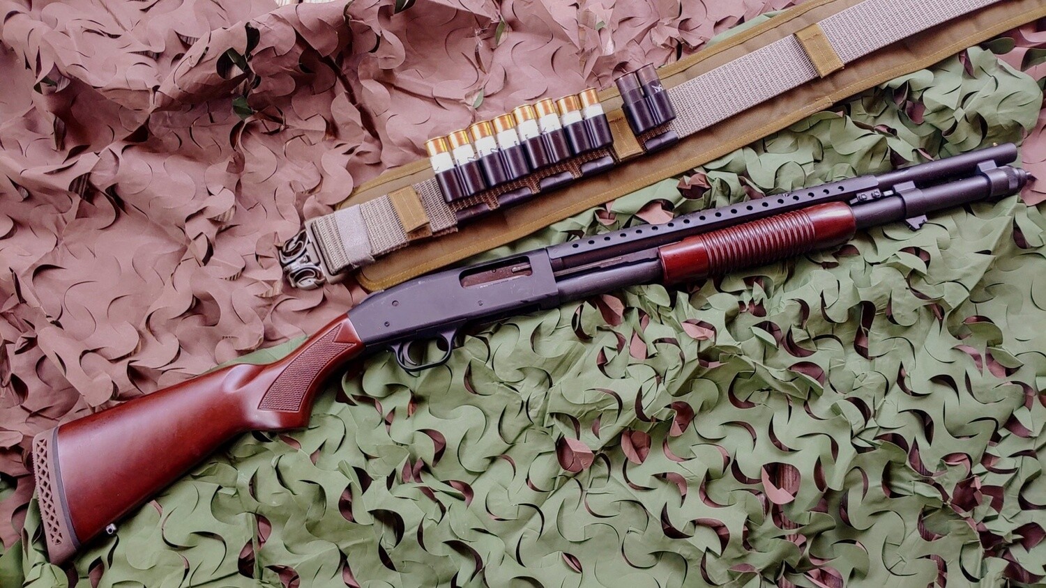 Mossberg 500 Pump Retrograde Walnut cyl bore 12g Heat Sheild 18.5in
