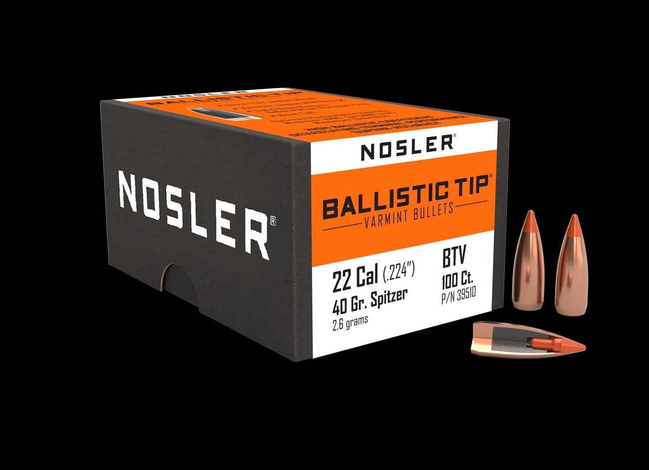 22 Cal Nosler 55gr Varmint Ballistic Tip (100ct) - #39526