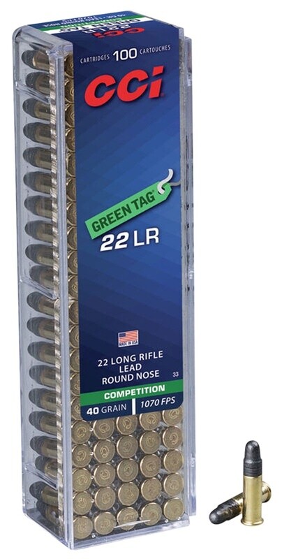 .22 LR 40 Grain Green Tag Competition 100 Rds