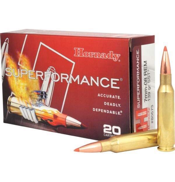 7mm08 Rem Hornady 139gr SST Superformance Ammunition Box of 20