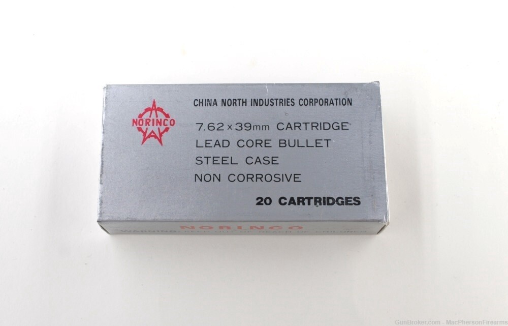7.62x39mm Norinco Cartridge - Lead Core Bullet - Steel Case