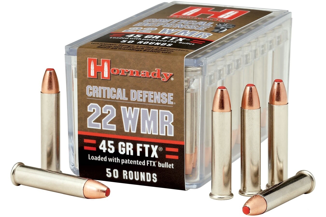 22 Magnum Hornady 45gr FTX Ammunition Box of 50