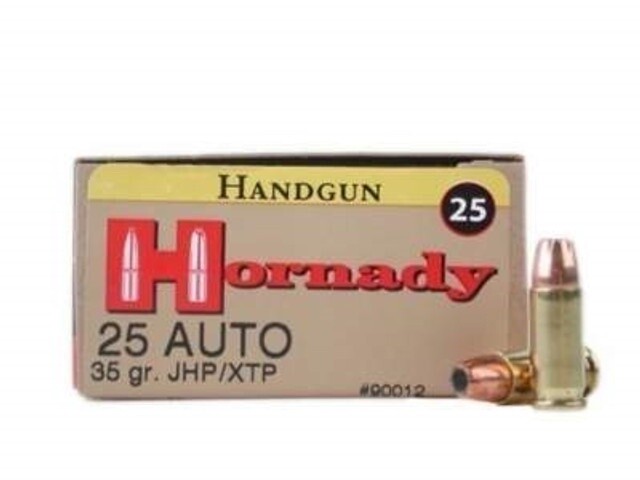25 Auto Hornady 35gr JHP XTP Pistol Ammunition Box of 25