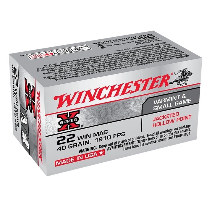 22WMR Winchester SuperX  40gr JHP 1910FPS
