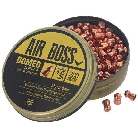 25Cal/6.35mm  Apolo Air Boss Domed Copper .25Cal/6.35mm Airgun Pellets (Tin 200)