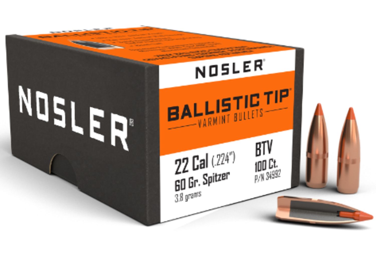22cal Nosler 60gr Ballistic Tip Cann .495 (100ct) - 35992