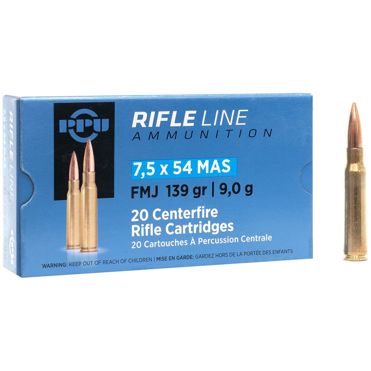 7.5x54 MAS, PPU (Prvi Partizan) Rifle Line  139 gr, FMJ Ammunition