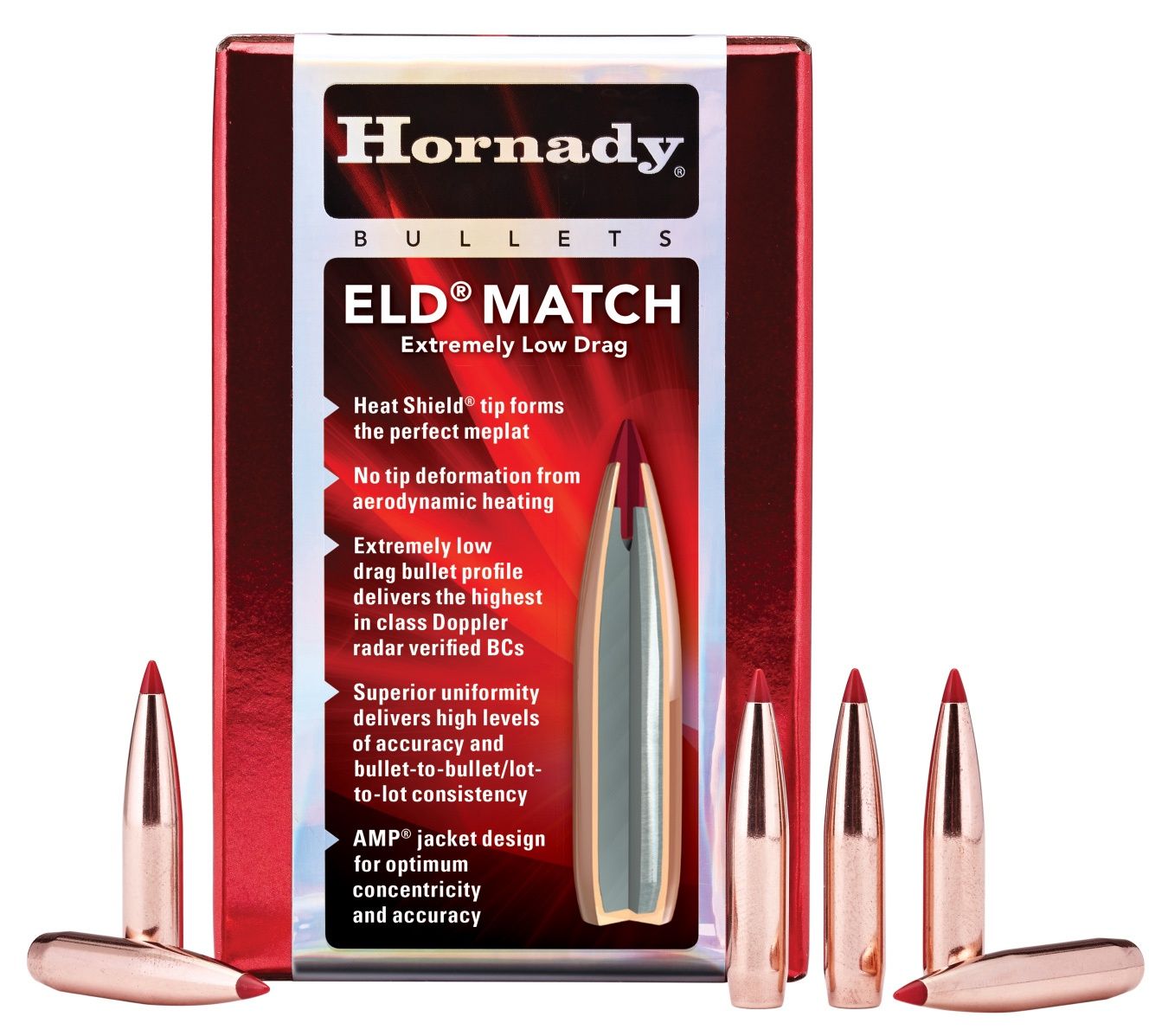 Hornady 22cal .224 dia 80gr ELD Match Projectiles 100 pack