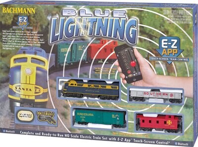 HO Scale - Blue Lightning Train Set - E-Z App(TM) -- Atchison, Topeka &amp; Santa Fe