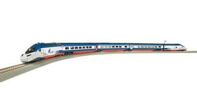 HO Scale - Amtrak Acela II Train Set - Standard DC - Spectrum(R) -- Powered &amp; Unpowered Locos, 3 Cars, 81 x 45&quot; E-Z Track(R) Oval, Controller