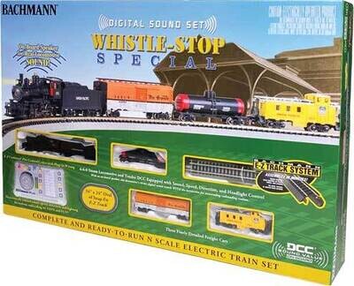 N Scale - Whistle Stop Steam Train Set - Sound and DCC -- Union Pacific 4-6-0, 3 Cars, E-Z Track Oval, Controller