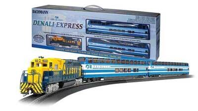 HO Scale - Denali Express - Standard DC -- Alaska EMD GP40, 2 Dome Cars, 63 x 45&quot; E-Z Track(R) Oval, Speed Controller