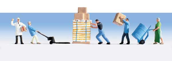 Warehouse Workers and Accessories -- 5 Figures with Accessories