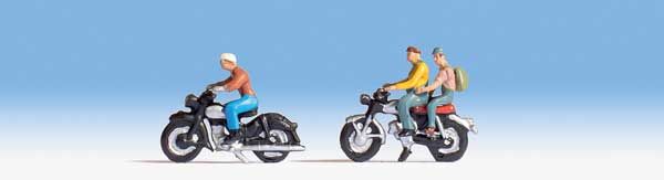 Motorcyclists -- 3 Riders and 2 Bikes