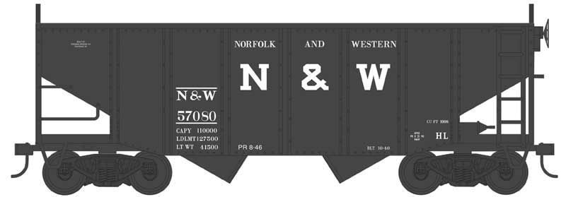 55-Ton Fishbelly Hopper - Ready to Run -- Norfolk &amp; Western