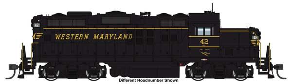 EMD GP9 Phase II Low Nose Western Maryland black