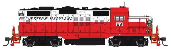 EMD GP9 Phase II Low Nose Western Maryland red
