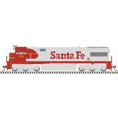 GE U28CG Santa Fe #351 (Passenger Warbonnet, silver, red, silver underframe)