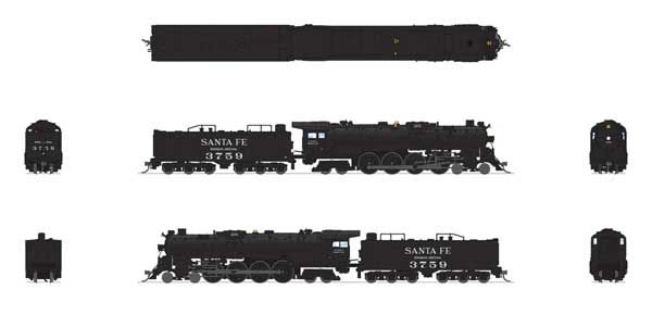 N Scale Santa Fe 4-8-4 Northern #3759 (2020s Kingman, AZ Display Scheme)