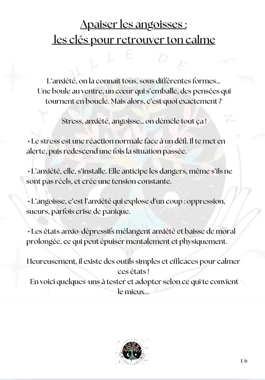 Apaiser les angoisses