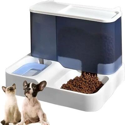 All-in-One Automatic Cat Feeder and Water Dispenser Set, Blue,Pink. Plastic, Multiple Pets