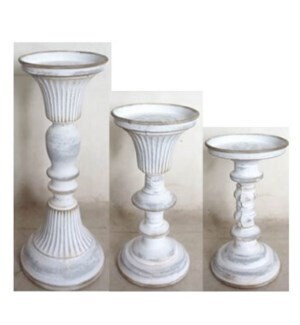 White Washed Metal Candle Holder, Size: LG