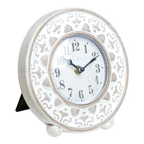 Round Tabletop Clock, White