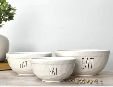 Ceramic &quot;Eat&quot; Bowl, Size: LG
