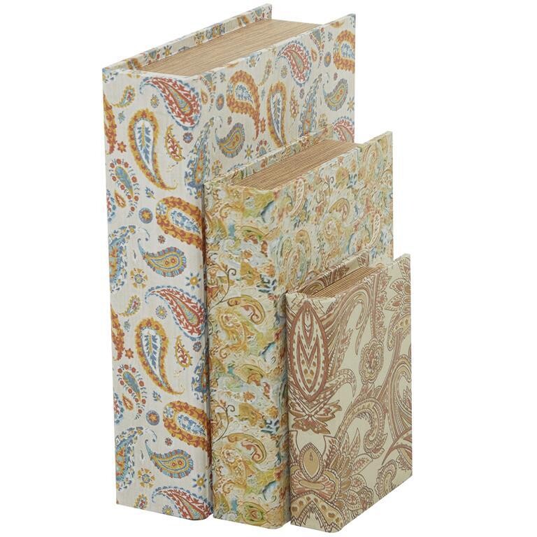 Cream Patterned Faux Book, Size: LG