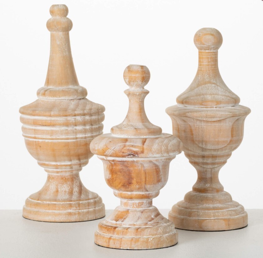 White Washed Finial, 12&quot;, Size: LG
