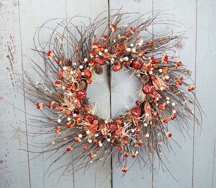 HARVEST SUNBURST WREATH 24&quot;