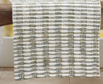 852.G1672B GREEN WOVEN LINE TABLE RUNNER 72&quot;