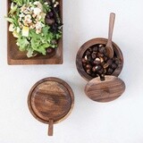 Acacia Wood Bowl w/ Lid &amp; Spoon