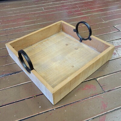 Wood Tray w/ Metal Handles