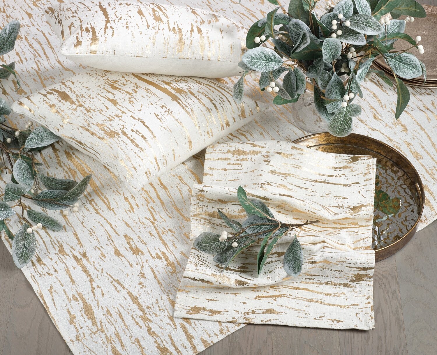 Distressed Foil Accent Table Runner, 72&quot;