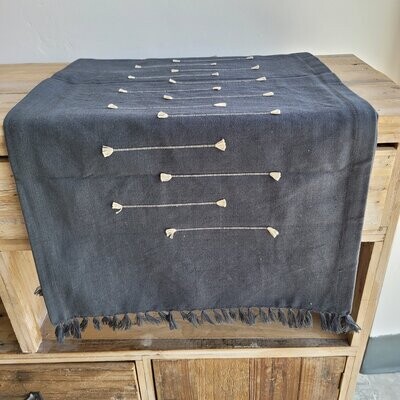Fringe Line Table Runner Black,16&quot; x 72&quot;