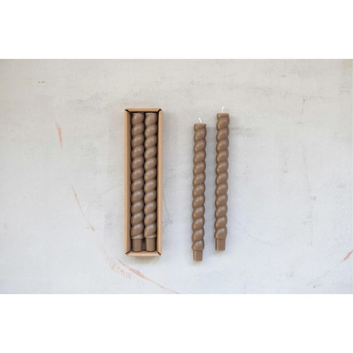 Twisted Taper Candles, Set of 2 - Olive