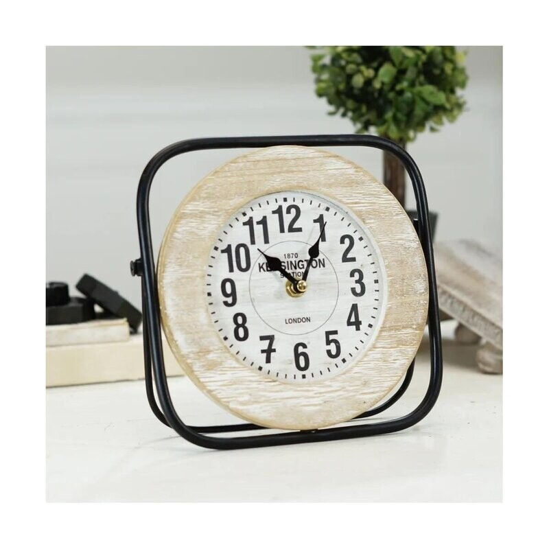 Metal &amp; Wood Table Clock