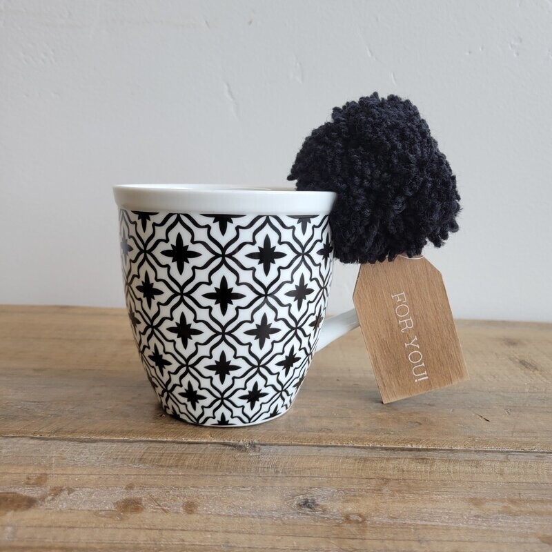 Black &amp; White Patterned Mug