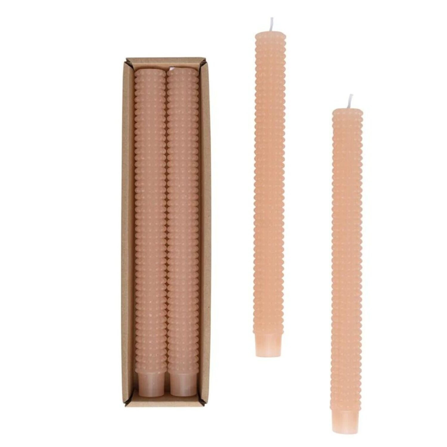 Hobnail Taper Candles, Set of 2 - Nude