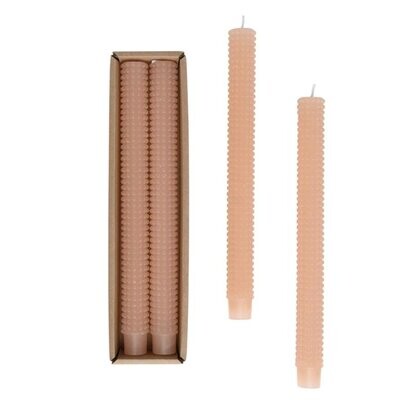Hobnail Taper Candles, Set of 2 - Nude