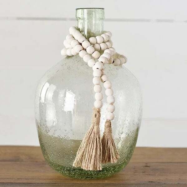 White Wooden Round Bead Garland,  48&quot;