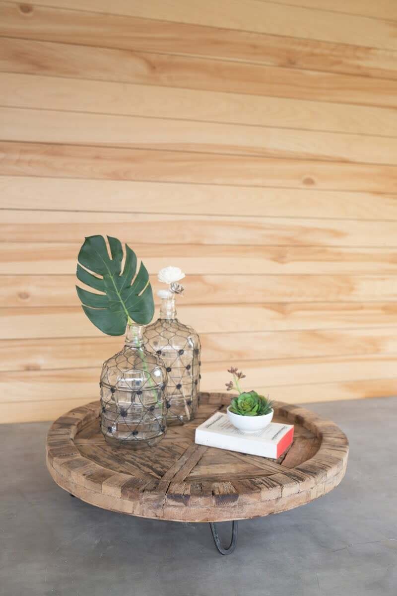 NSE1095 Recycled Round Wood Display Tray,  24 x 5&quot;