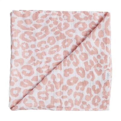 Mauve Leopard Print Swaddle, 47&quot; X 47&quot;