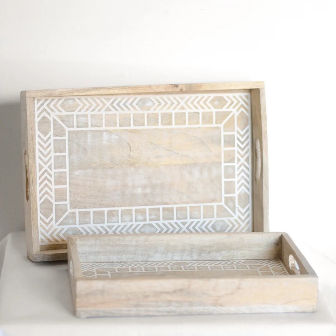 Boho Wood Tray, Size: LG