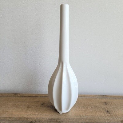 Tall White Fluted Vase